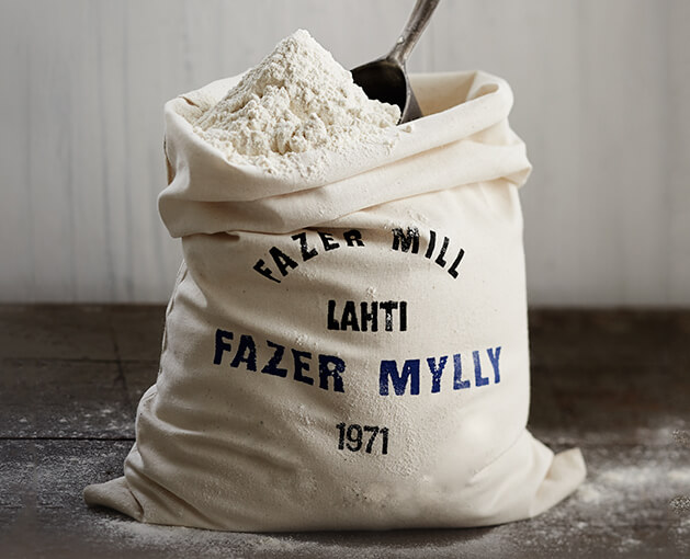 A sack filled with flour. On the side of the sack it says 